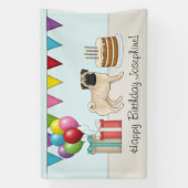 Fawn Mops Niedlich Cartoon Dog farbenfrohe Happy B Banner (Vertikal)