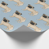 Fawn Mops Niedlich Cartoon Dog Mops Design Muster Geschenkpapier (Ecke)