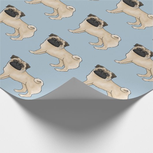 Fawn Mops Niedlich Cartoon Dog Mops Design Muster  Geschenkpapier (Ecke)