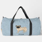 Fawn Mops Niedlich Cartoon Hund mit Individuelle N Duffle Bag (Vorderseite)