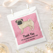 Fawn Mops Niedlich Mops auf rosa Herzen Vielen Dan Geschenktütchen (Ausgeschnitten)