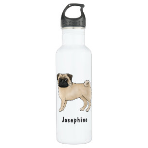 Fawn Mops Niedlicher Cartoon Hund mit Individuelle Edelstahlflasche