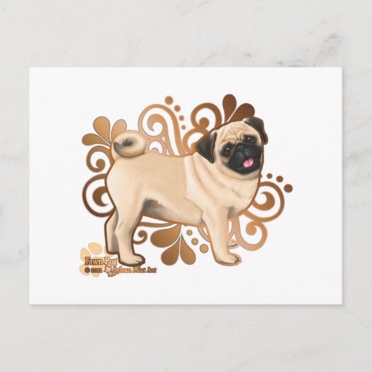 Fawn Mops Postkarte (Vorderseite)