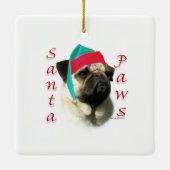 Fawn Mops Santa Paws Keramikornament (Rückseite)