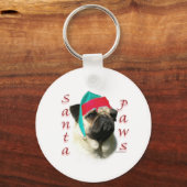 Fawn Mops Santa Paws Schlüsselanhänger (Rückseite)