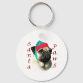 Fawn Mops Santa Paws Schlüsselanhänger (Rückseite)
