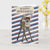 FAWN & OWL Geburtskarte Karte (Gelbe Blume)