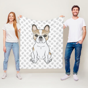 Fawn Piebald French Bulldog / Frenchie Cartoon Dog Fleecedecke