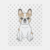 Fawn Piebald French Bulldog / Frenchie Cartoon Dog Fleecedecke (Vorderseite)