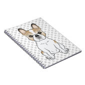 Fawn Piebald French Bulldog / Frenchie Cartoon Dog Notizblock (Rechte Seite)