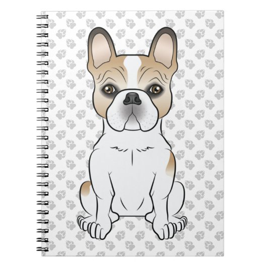 Fawn Piebald French Bulldog / Frenchie Cartoon Dog Notizblock (Vorderseite)
