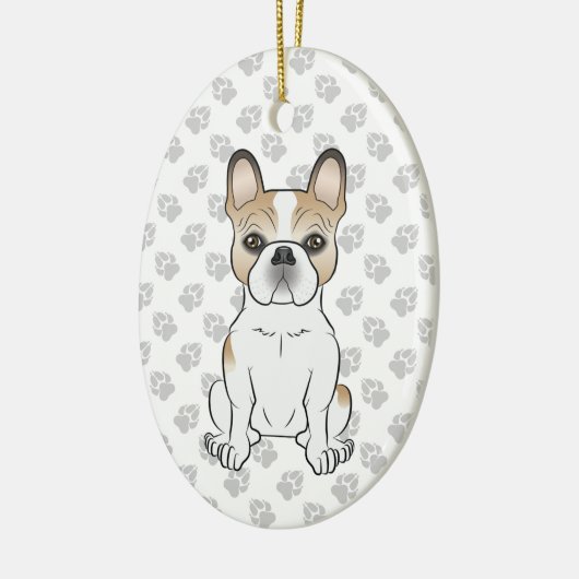 Fawn Pied French Bulldog Frenchie Niedlicher Hund Keramik Ornament (Links)
