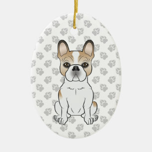 Fawn Pied French Bulldog Frenchie Niedlicher Hund  Keramik Ornament