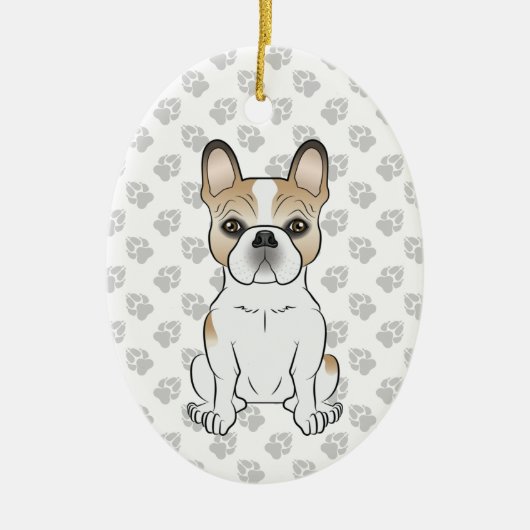 Fawn Pied French Bulldog Frenchie Niedlicher Hund  Keramik Ornament (Vorne)