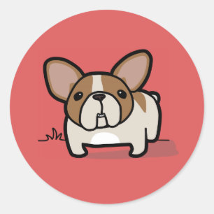 Fawn Pied Frenchie Runder Aufkleber