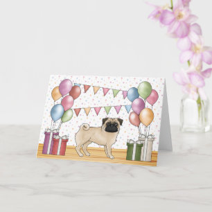 Fawn Pug Hund Bunte Pastellfarben Alles Gute zum G Karte