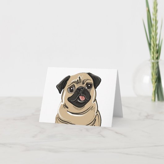 Fawn Pug Note Card Karte (Vorderseite)