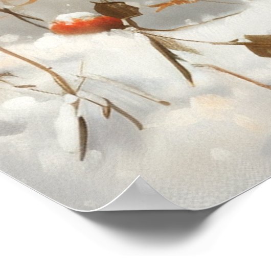 Fawn Red Berries Snow Forest Falling Blätter Poster (Ecke)