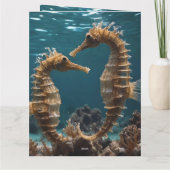 Fawn Romantic Seepferde unter dem Ozean, Geburtsta Karte (Rückseite)