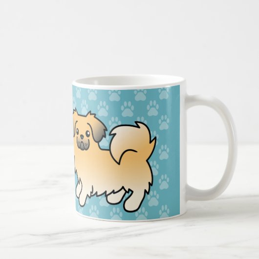 Fawn Sable Tibetan Spaniel Cartoon Dog Kaffeetasse (Rechts)