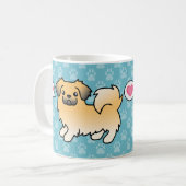 Fawn Sable Tibetan Spaniel Cartoon Dog Kaffeetasse (Vorderseite Links)