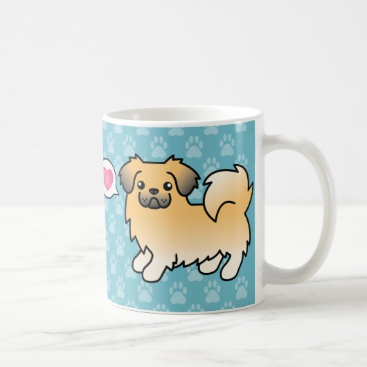 Fawn Sable Tibetan Spaniel Cartoon Dog Kaffeetasse (Rechts)