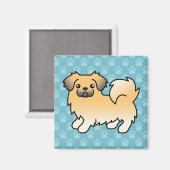 Fawn Sable Tibetan Spaniel Cartoon Dog Magnet (Vorderseite/Rückseite)