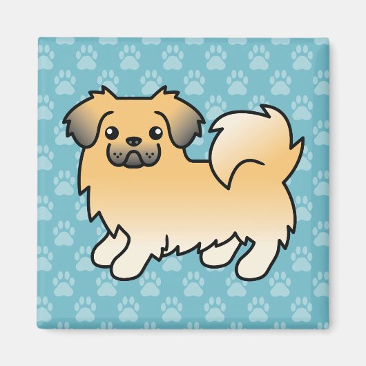 Fawn Sable Tibetan Spaniel Cartoon Dog Magnet (Vorne)