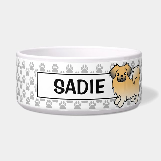 Fawn Sable Tibetan Spaniel Cartoon Dog Napf (Vorderseite)