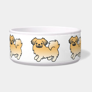 Fawn Sable Tibetan Spaniel Cartoon Dog Napf