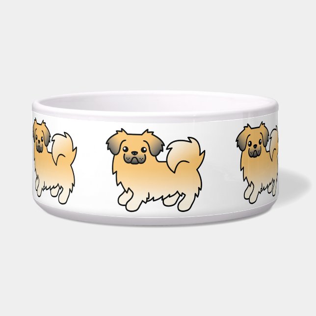 Fawn Sable Tibetan Spaniel Cartoon Dog Napf (Vorderseite)