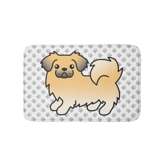 Fawn Sable Tibetan Spaniel Niedlich Cartoon Dog & Badematte (Vorderseite)