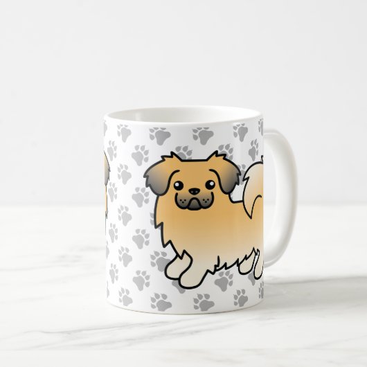 Fawn Sable Tibetan Spaniel Niedlich Cartoon Dog Kaffeetasse (VorderseiteRechts)