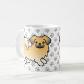 Fawn Sable Tibetan Spaniel Niedlich Cartoon Dog Kaffeetasse (Vorderseite Links)