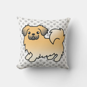 Fawn Sable Tibetan Spaniel Niedlich Cartoon Dog & Kissen