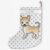 Fawn Smooth Coat Chihuahua Cartoon Dog & Name Kleiner Weihnachtsstrumpf (Rückseite)