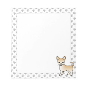 Fawn Smooth Coat Chihuahua Cartoon Dog & Paws Notizblock
