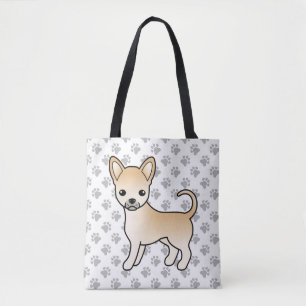 Fawn Smooth Coat Chihuahua Cartoon Dog & Paws Tasche