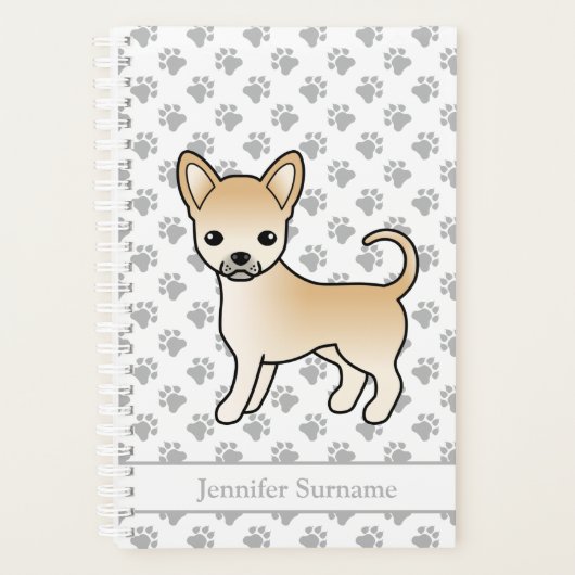 Fawn Smooth Coat Chihuahua Dog & Custom Text Planer (Vorderseite)