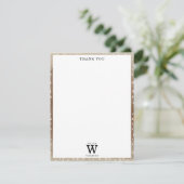 Fawn Spots Baby Deer Animal Print Monogram Dankeskarte (Stehend Vorderseite)