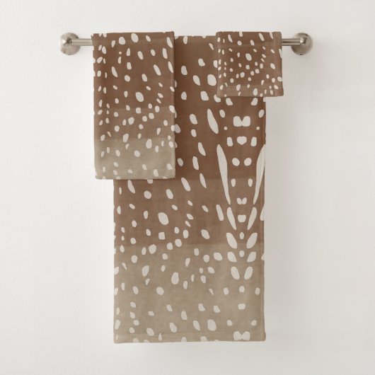 Fawn Spots Baby Deer Animal Print Muster Badhandtuch Set (Insitu)