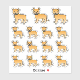 Fawn Staffordshire Bull Terrier Niedlich Cartoon H Aufkleber