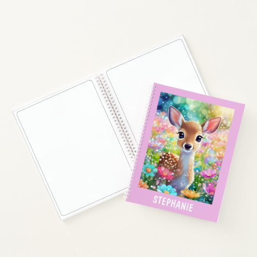 Fawn Süße Tier Personalisiert Girenname Notebook Notizblock (Innenseite)