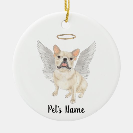 Fawn Tan Cream Frenchie Beileid Memorial Keramik Ornament (Vorne)