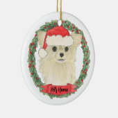 Fawn Tan Cream Long Haired Chihuahua Weihnachten Keramik Ornament (Rechts)