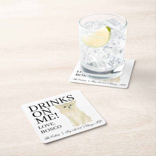 Fawn Tan Long Haired Chihuahua Wedding Rechteckiger Pappuntersetzer (Vor Ort)