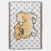 Fawn Tibetan Spaniel Niedlich Cartoon Dog Decke (Vorderseite Vertikal)