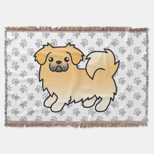 Fawn Tibetan Spaniel Niedlich Cartoon Dog Decke (Vorderseite)