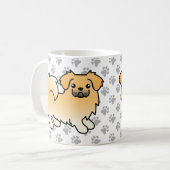 Fawn Tibetan Spaniel Niedlich Cartoon Dog Kaffeetasse (Vorderseite Links)