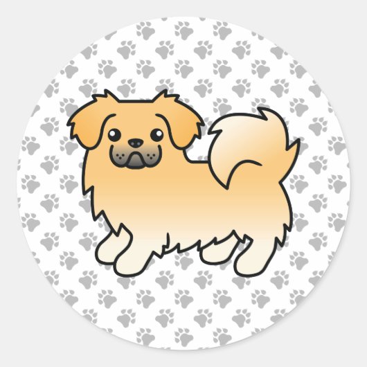 Fawn Tibetan Spaniel Niedlich Cartoon Dog Runder Aufkleber (Vorderseite)